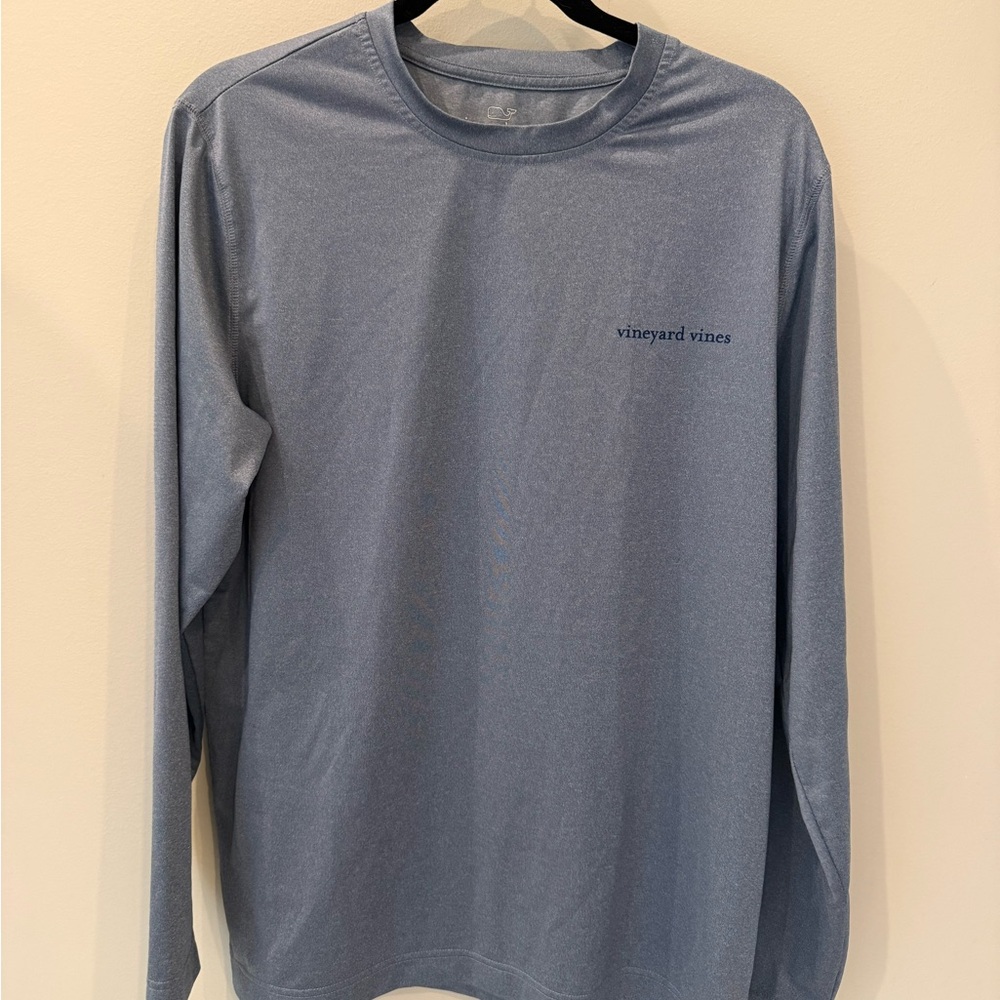 Vineyard Vines Men's Performance Long Sleeve Shirt Blue Heather Gray Sz M